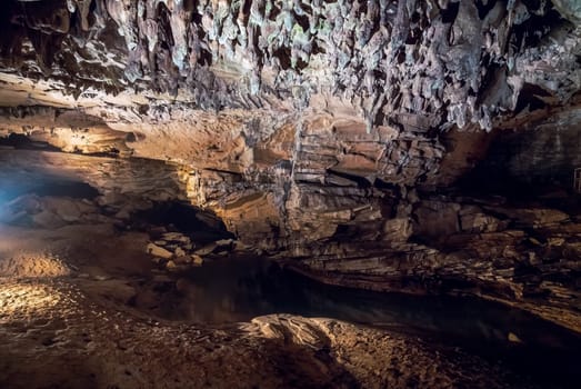 Underground river in Cascade cave in Carter Caves State Park in Kentucky