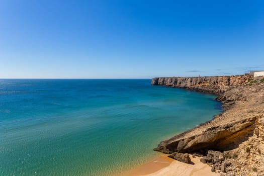 Small empty beach in the coast of Sagres, Algarve. Portugal