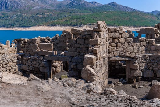 Old ruins of Vilarinho das Furnas, was a village, located in Campo de Geres, Terras de Bouro, on margins of River Homem, in 1972, it was intentionally submerged.