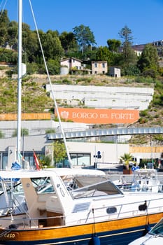 Ventimiglia, Italy - August 2022: the port of Cala del Forte, brand new, state-of-the-art marina property of Monte Carlo
