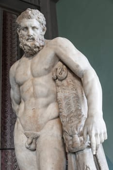 Florence, Italy - Circa March 2022: Hercules antique sculpture - classical statue, strong man body