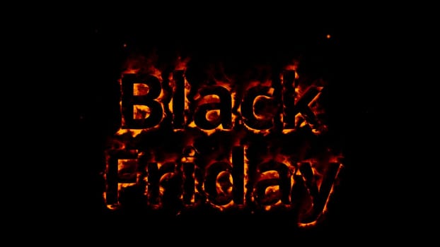 balck friday written with burning letters and accompanied by some sparks