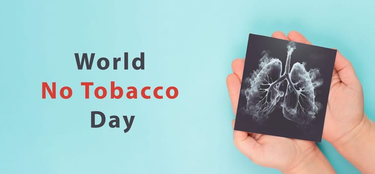 Lung with smoke, x-ray of the organ, world no tabacco day, unhealthy addiction , medical health risk, lung made with generative AI