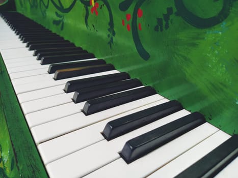A piano or piano is a stringed percussion and keyboard musical instrument. An octave is a musical interval in which the ratio of frequencies between sounds is one to two. Green piano