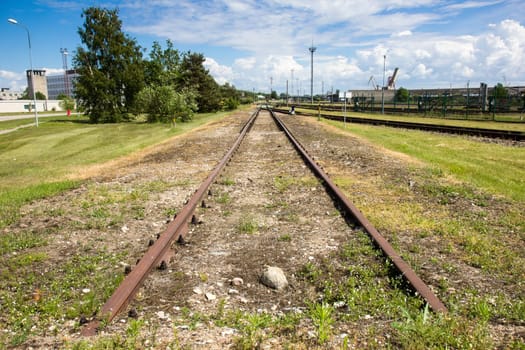 The end of the road. The railroad tracks ended in grass.