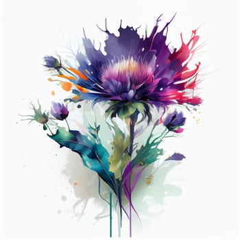 Flowers watercolor illustration isolated on white background, Spring Summer, digital painting Design for fabric, Generative AI