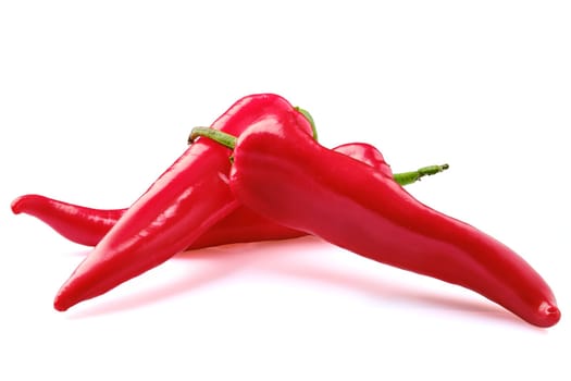 Whole red bell pepper capia isolated on white background