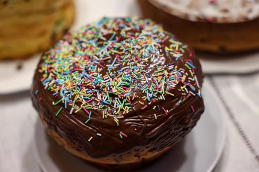 Traditional Ukrainian Easter Cake Kulich or Orthodox Christian Easter Bread.