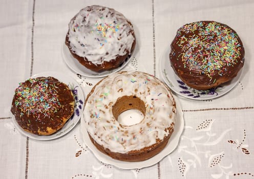 Traditional Ukrainian Easter Cake Kulich or Orthodox Christian Easter Bread.