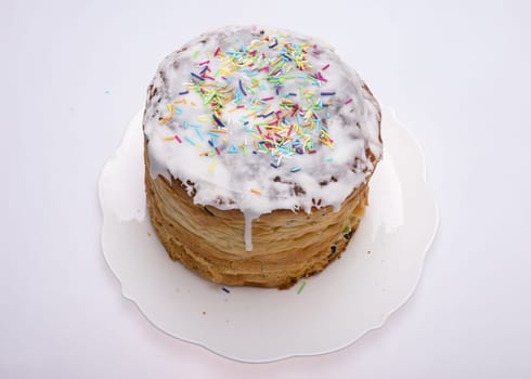 Traditional Ukrainian Easter Cake Kulich or Orthodox Christian Easter Bread.