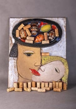 Ochojno, Poland - December 14, 2020: Ceramic sculpture by Małgorzata Swolkien - Easter Love at Batko Gallery in Ochojno. Poland