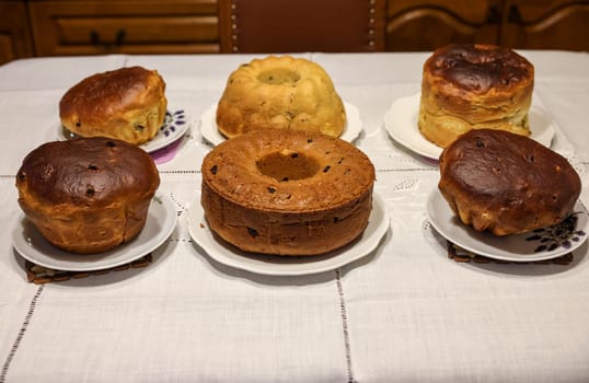 Traditional Ukrainian Easter Cake Kulich or Orthodox Christian Easter Bread.
