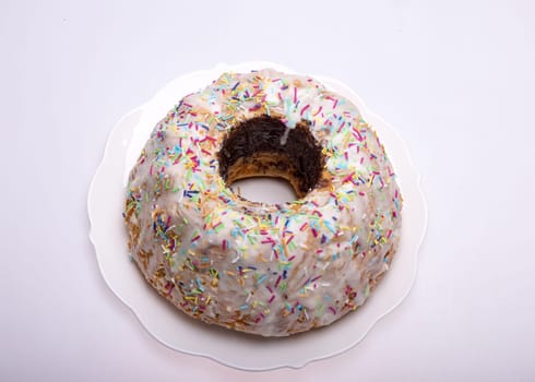 Traditional Ukrainian Easter Cake Kulich or Orthodox Christian Easter Bread.
