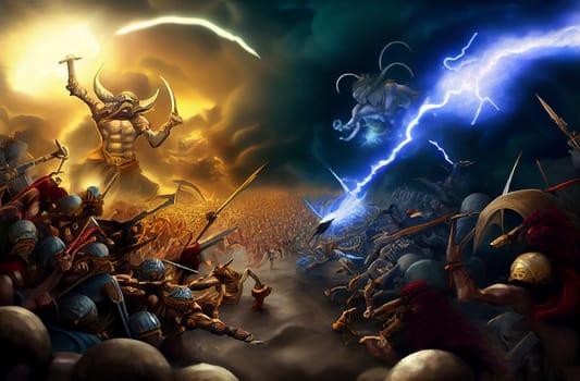 Battle of Armageddon, end times, book of revelation, religion and bible, generative AI