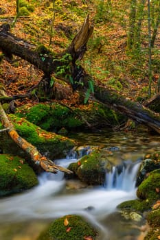 River waterfall in the portuguese national park of Geres, in the north of the country