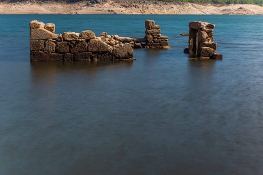 Old ruins of Vilarinho das Furnas, was a village, located in Campo de Geres, Terras de Bouro, on margins of River Homem, in 1972, it was intentionally submerged.