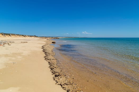 Beautiful empty beach in Algarve south coast, near Cacela Velha, Portugal