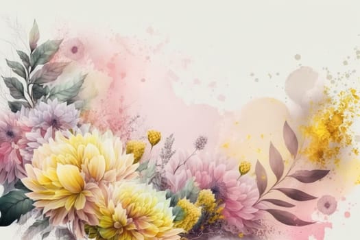 A spring background with pastel-coloured flowers is a natural work of art that showcases the beauty and joy of the season. The soft colour palette, from pale pink to light yellow, creates a sense of calm and serenity in any space. The delicate and elegant flowers add a touch of elegance and sophistication to the background, while the overall ambience is fresh and vibrant. This background is perfect for adding a touch of spring to any design project, whether it's for an advertisement, a website, or to decorate a bedroom.