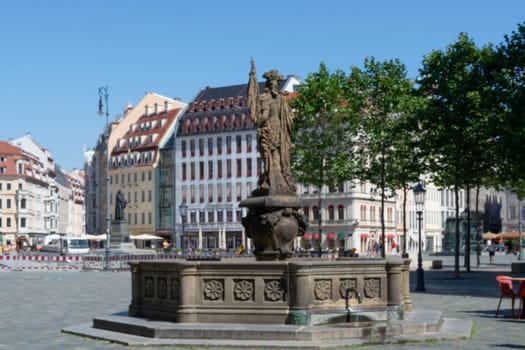 DRESDEN,  GERMANY - JUNI 17, 2021:.Dresden, Germany - Juni 14, 2021:.Dresden cityscape with cathedral, and Elbe river, Saxony, Germany