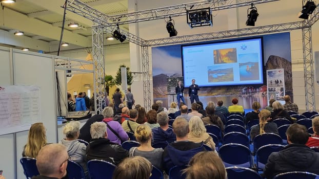.Essen, Nrw, Germany - February 22, 2023:.Motorhomes at an exhibition for camping and travel in the city of Essen
