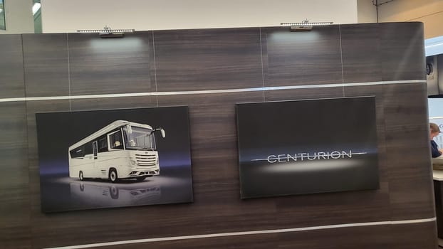 .Essen, Nrw, Germany - February 22, 2023:.Motorhomes at an exhibition for camping and travel in the city of Essen