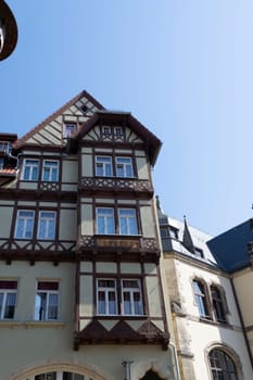 QUEDLINGBURG, GERMANY - JUNE 18, 2021:.Quedlinburg, Germany - June 18, 2021:.Cityscape of medieval city Quedlinburg