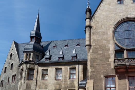 QUEDLINGBURG, GERMANY - JUNE 18, 2021:.Quedlinburg, Germany - June 18, 2021:.Cityscape of medieval city Quedlinburg