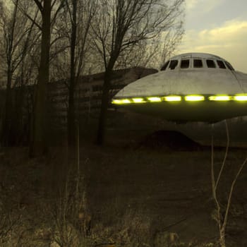 Unidentified flying object UFO. a visually observable moving or stationary, flying or appearing to be flying object in the atmosphere or outer space, or an optical phenomenon. UFO exploring Chernobyl