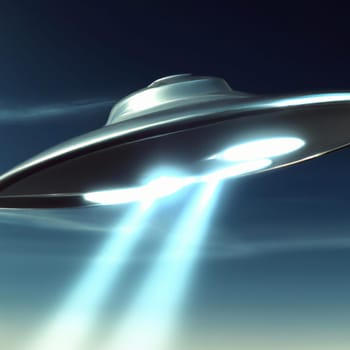 Unidentified flying object UFO. a visually observable moving or stationary, flying or appearing to be flying object in the atmosphere or in outer space, or an optical phenomenon. Ufo flying in the sky