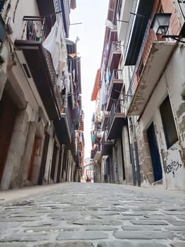 Lekeitio town street view. Basque autonomous community, Spain.