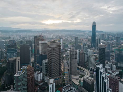 Bukit Bintang, Kuala Lumpur, Malaysia - Dec 02 2022: The Exchange 106's location in the heart of Kuala Lumpur makes it a prominent landmark visible from various parts of the city.