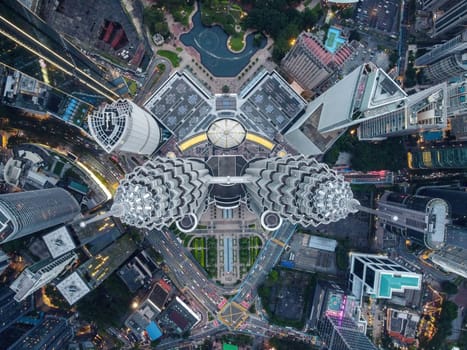 Bukit Bintang, Kuala Lumpur, Malaysia - Nov 12 2022: The KL Tower's aerial view in blue hour is a must-see for visitors to Kuala Lumpur