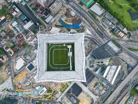 Bukit Bintang, Kuala Lumpur, Malaysia - Dec 01 2022: Aerial top down view TRX 106 tower and surround development project