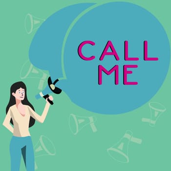 Text caption presenting Call Me, Word for Asking for communication by telephone to talk about something