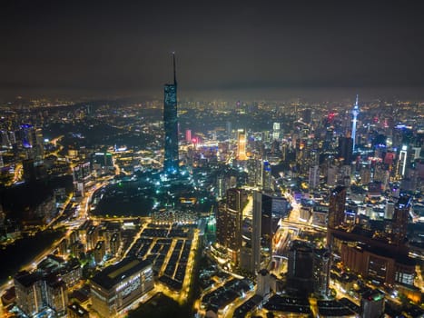 Bukit Bintang, Kuala Lumpur, Malaysia - Nov 28 2022: Aerial view of Kuala Lumpur town at night is a must-see for anyone
