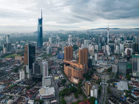 Bukit Bintang, Kuala Lumpur, Malaysia - Dec 01 2022: Aerial view the KL Bukit Bintang city in day