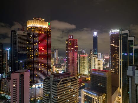 Bukit Bintang, Kuala Lumpur, Malaysia - Dec 03 2022: An overhead view of KL's glittering skyline at night