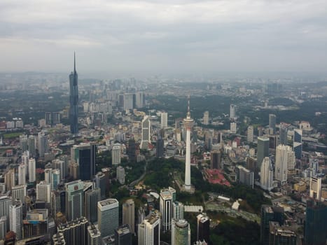 Bukit Bintang, Kuala Lumpur, Malaysia - Dec 25 2022: Aerial view of Kuala Lumpur town in the day is a testament to the city's energy, diversity, and modernity