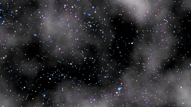 Star glow in white cloud dark background. 2D layout illustration