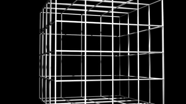 wireframe cube. Computer generated 3d render