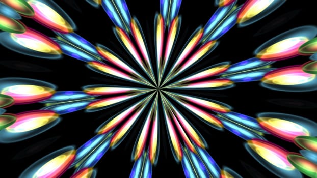 Flower shape kaleidoscopic illustration background. 2D layout illustration