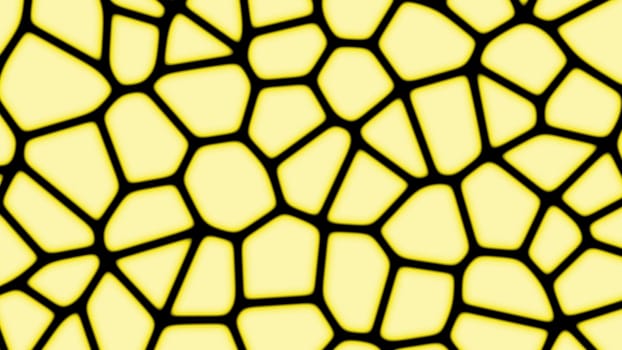 Black outline and yellow cell pattern low poly background. 2D layout illustration