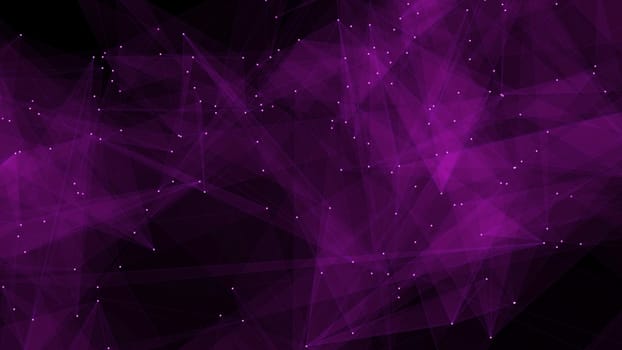 Purple shining triangle plexus shape glowing digital, futuristic background. 2D layout illustration