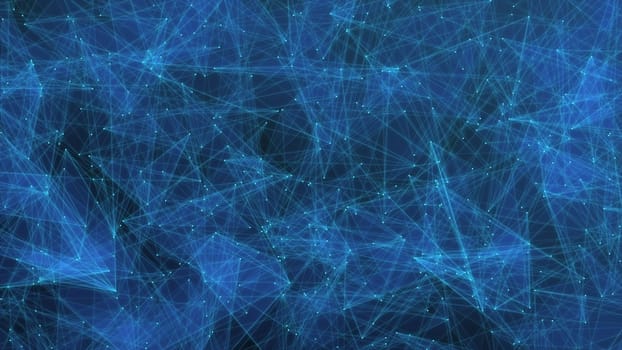 Blue glow plexus triangle background. 2D layout illustration