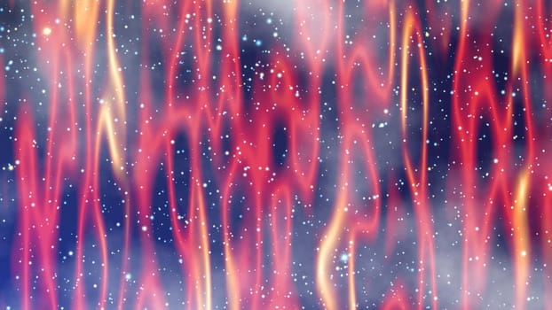 Red glow in particle background. 2D layout illustration