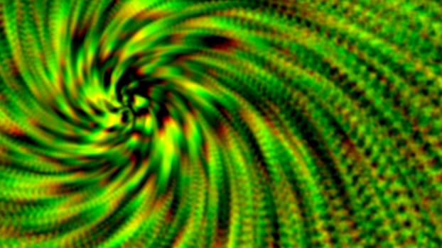 Chrome prism spin background in green. 2D layout illustration