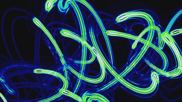 Green streak strand in dark background. 2D layout illustration