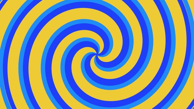 Blue and yellow spiral spin pattern. 2D layout illustration