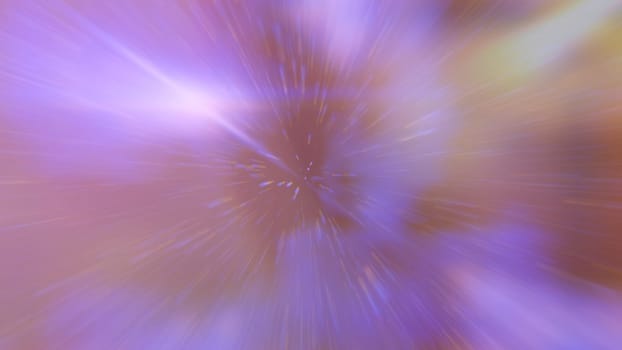 Soft blur zoom in hyper space in soft purple light flare background. 2D layout illustration