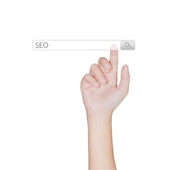 finger click on search toolbar browser isolated white background